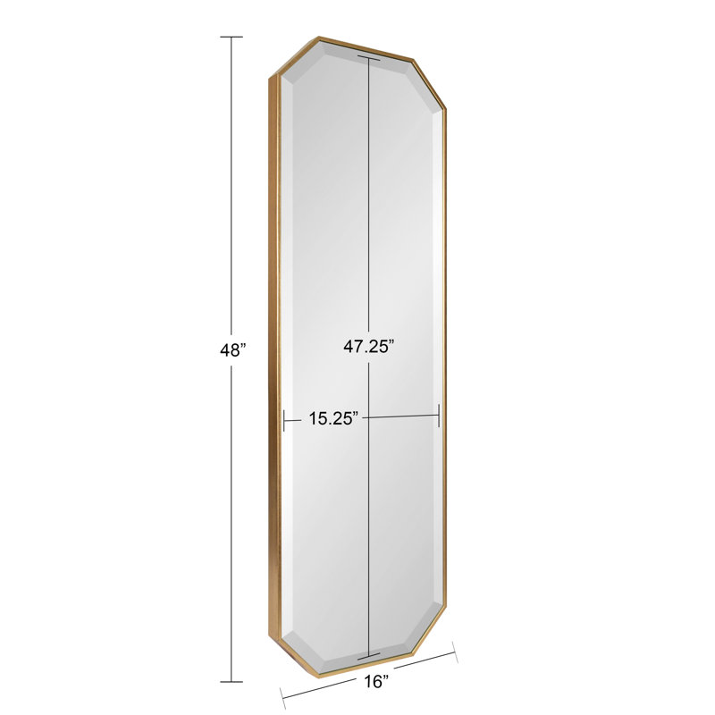 Miroir mural Logsdon, 48 po x 17 po, Doré