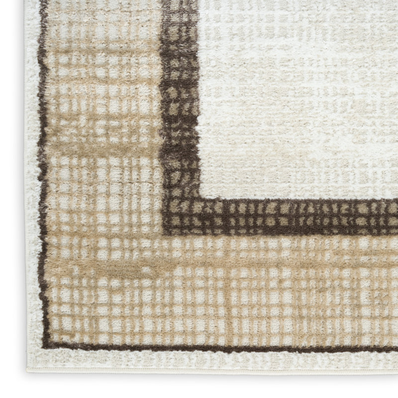 Tapis d'intérieur moderne ivoire Leuchte, Tapis de couloir 2 pi x 4 pi