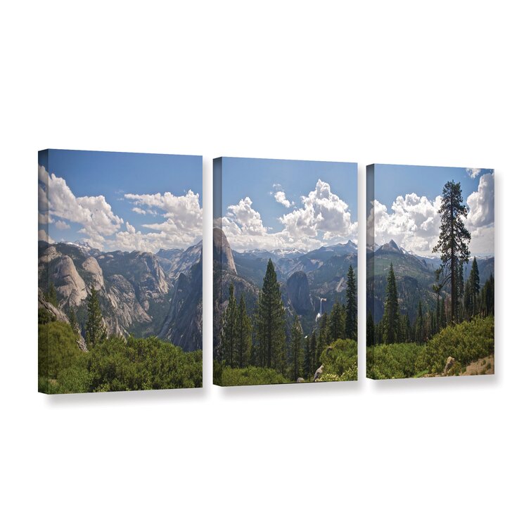 Yosemite-Half Dome And Nevada Falls by Dan Wilson 3 Piece Photographic Print on Wrapped Canvas Set