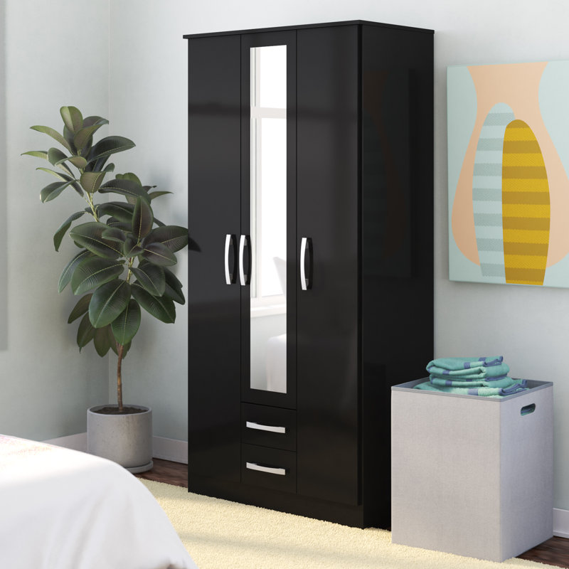 Marquitta 3 Door Manufactured Wood Wardrobe, Grey
