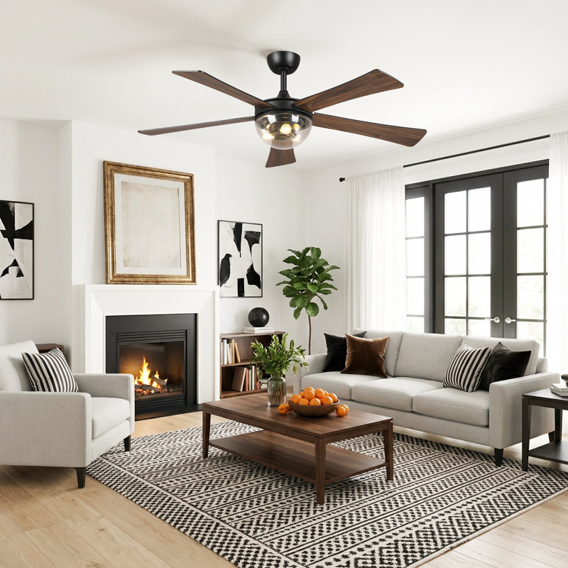 52" Ceiling Fan With Light Kit And Remote Control
