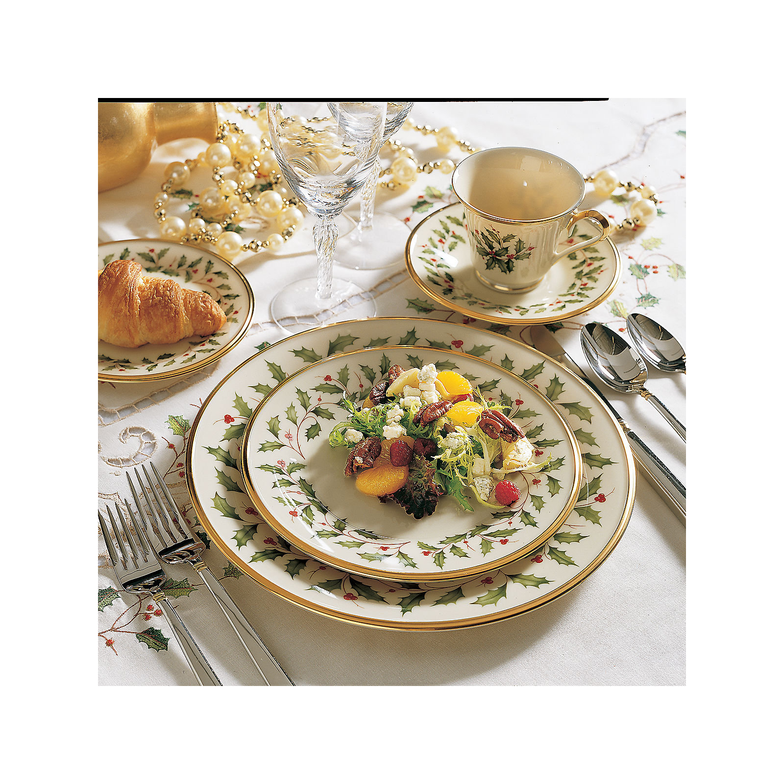 Lenox Holiday Porcelain China 5 Piece Place Setting, Service for 1