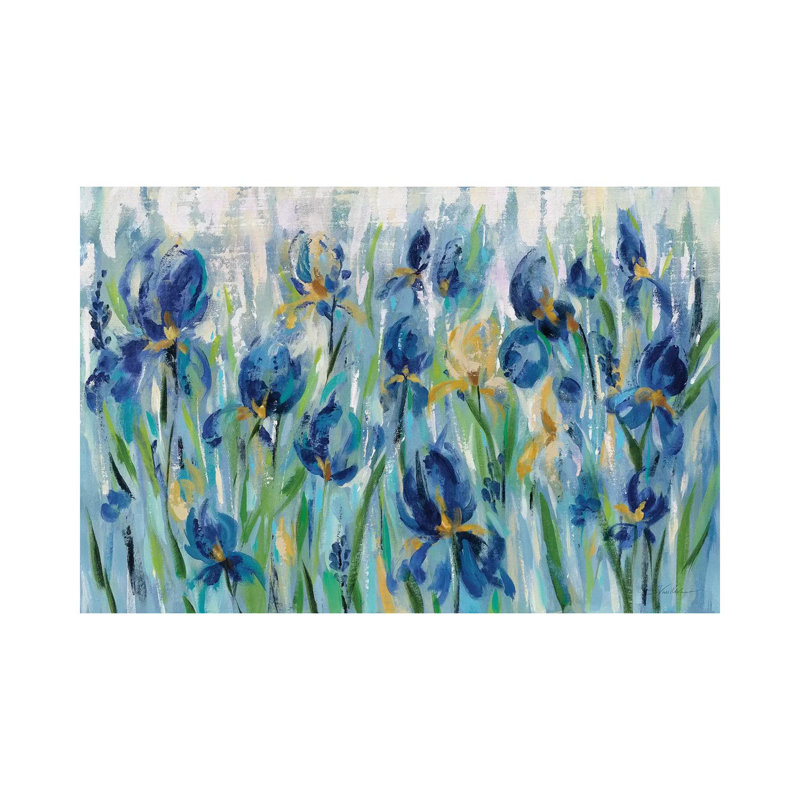 Iris Flower Bed by Silvia Vassileva - Wrapped Canvas Painting, 20.32 cm H x 30.48 cm W