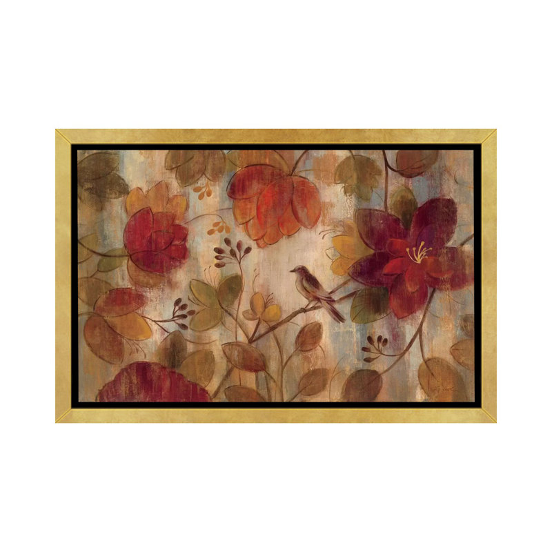 Exotic Garden by Silvia Vassileva - Painting, 40" H x 60" W x 1.5" D, Gold Framed