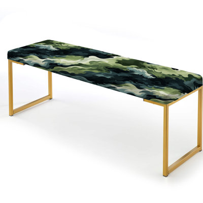 Urban Green Camouflage Wilderness - Camouflage Upholstered Gold Bench