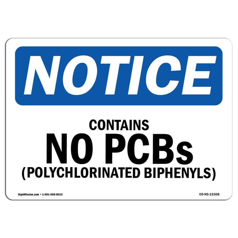 Ne contient pas de BPC - polychlorobiphényle - panneau en aluminium 12 x 18