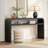 59.4'' Wood Console Table with Solid Wood Veneer and Curved Corners-1541487750