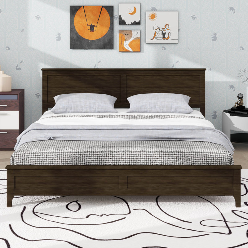 Elegant Bed Frame  For Cozy Bedroom, King, Espresso