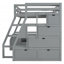 Lit mezzanine double avec 7 tiroirs, 2 tablettes et bureau-506255382