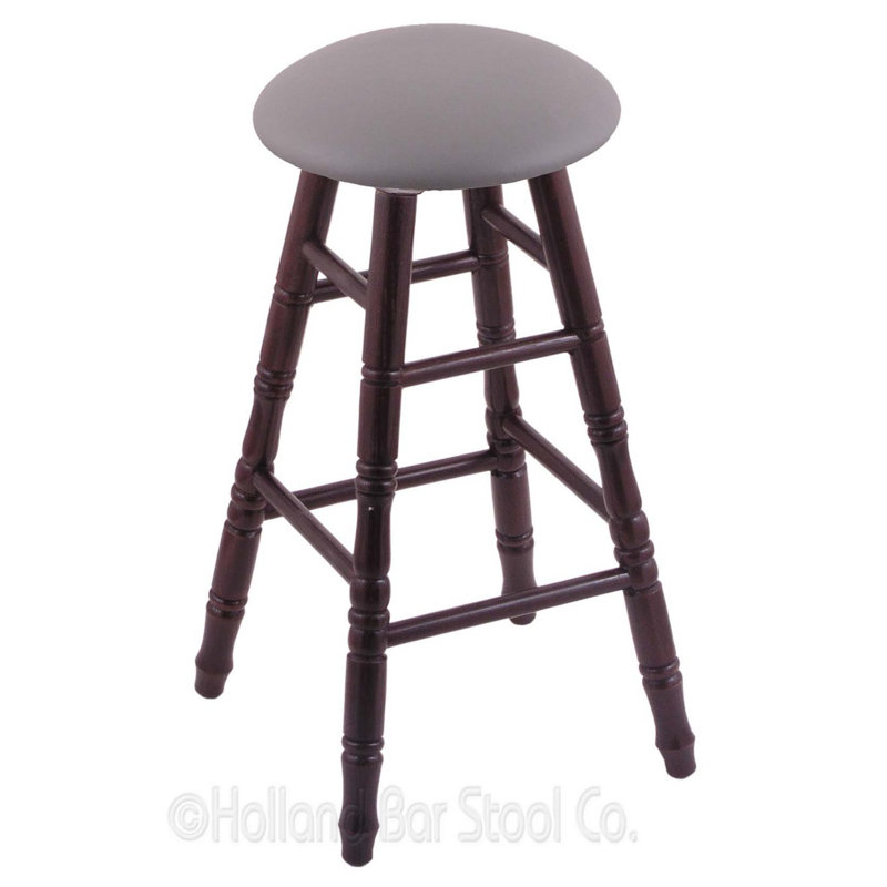 Tabouret de comptoir pivotant de 24 po, Vinyle noir, Chêne cerisier foncé