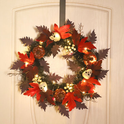 Faux Lighted Maple 45cm Wreath