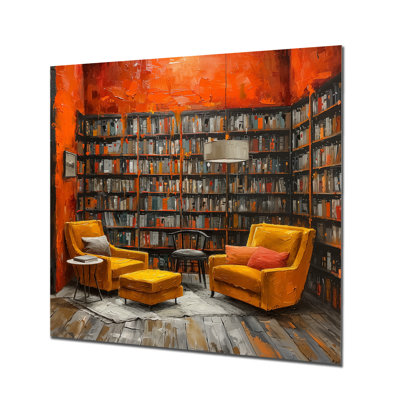 Bibliothèque confortable jaune avec bibliothèque - Bliss