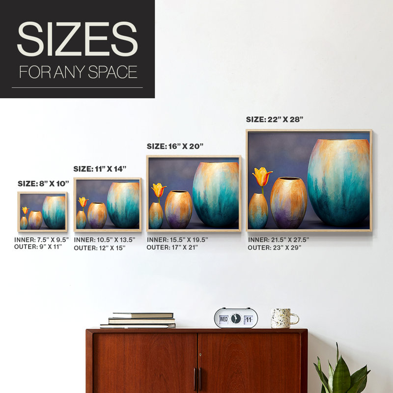 Floral Series-LXXXIII -Framed Print - Restickable, Naturel, H 16 po x l 20 po