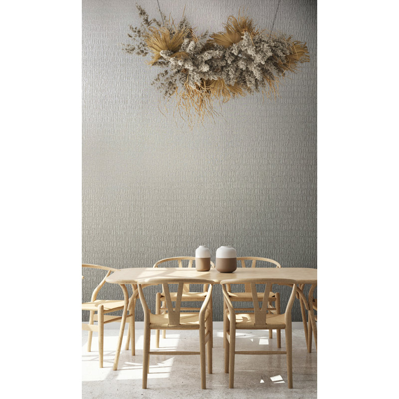Naryah Collection Textured Ruche Silk Wallpaper Roll, Cream
