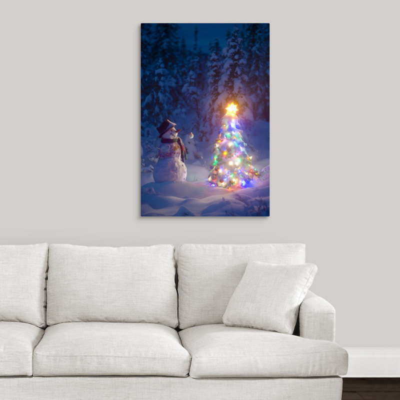 Reproduction d'art sur toile tendue Sagefield «Snowman in Spruce Forest» par Kevin Smith, H 36 po x l 24 po x P 1,25 po