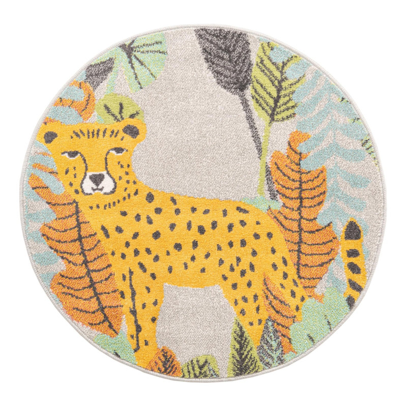 Machine Woven Polypropylene Plastic Rug, Round 3'3"