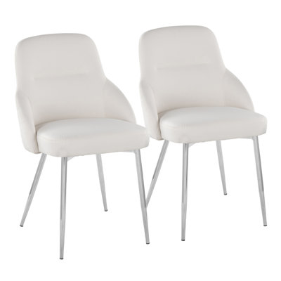 Chaise rembourrée York en métal chromé et similicuir blanc York - ensemble de 2