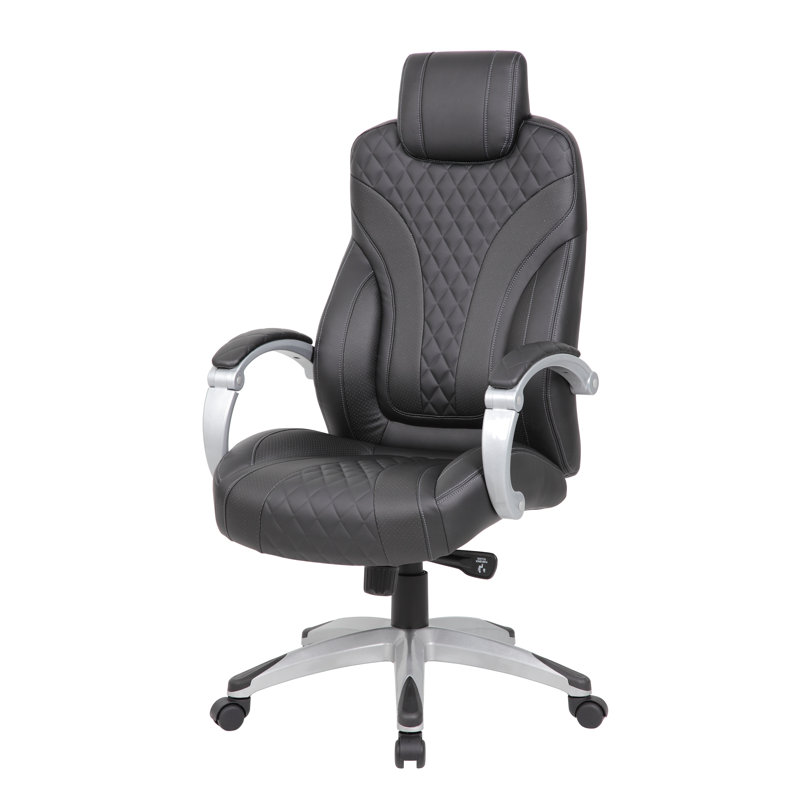 Vinyl Executive Chair, Black, Silver