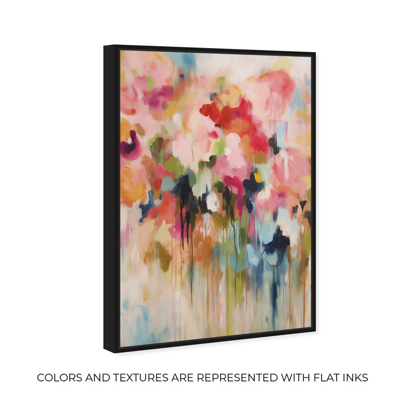 «Soft Lush Pastel Canvas New Floral Wall Art» par Art Remedy, Cadre noir, H 16 po x l 11 po