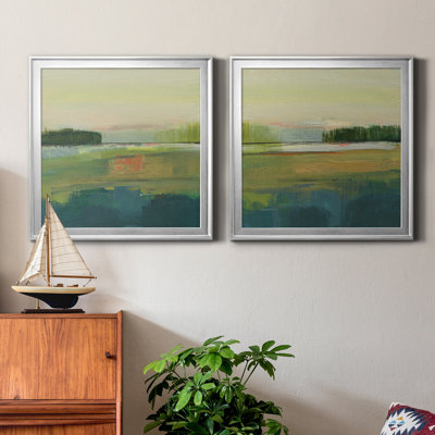 Way to Woodstock I - ensemble de 2 peintures sur toile encadrées