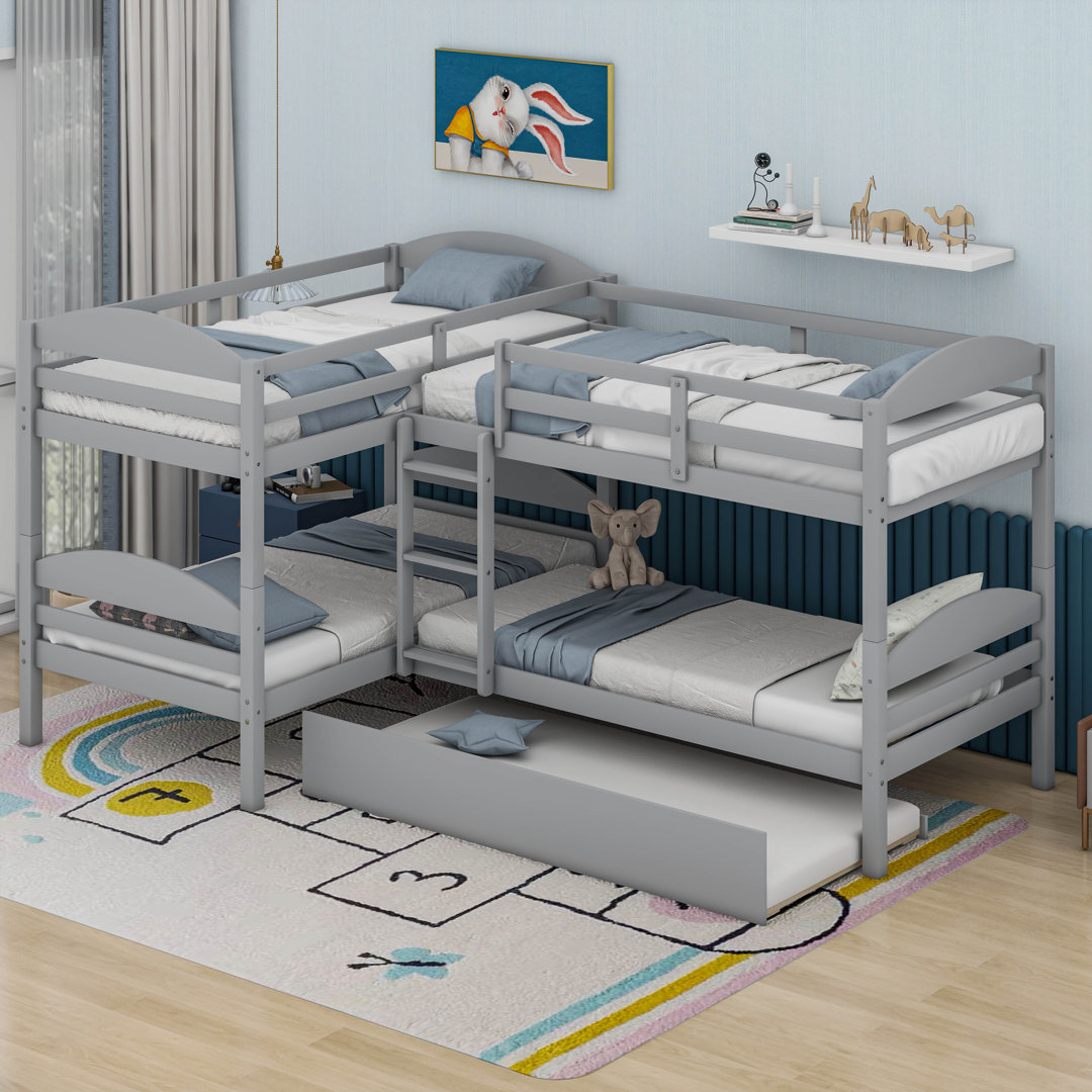 Jakyrah Twin L-Shaped Bunk Beds with Trundle by Harriet Bee Harriet Bee Bed Frame 