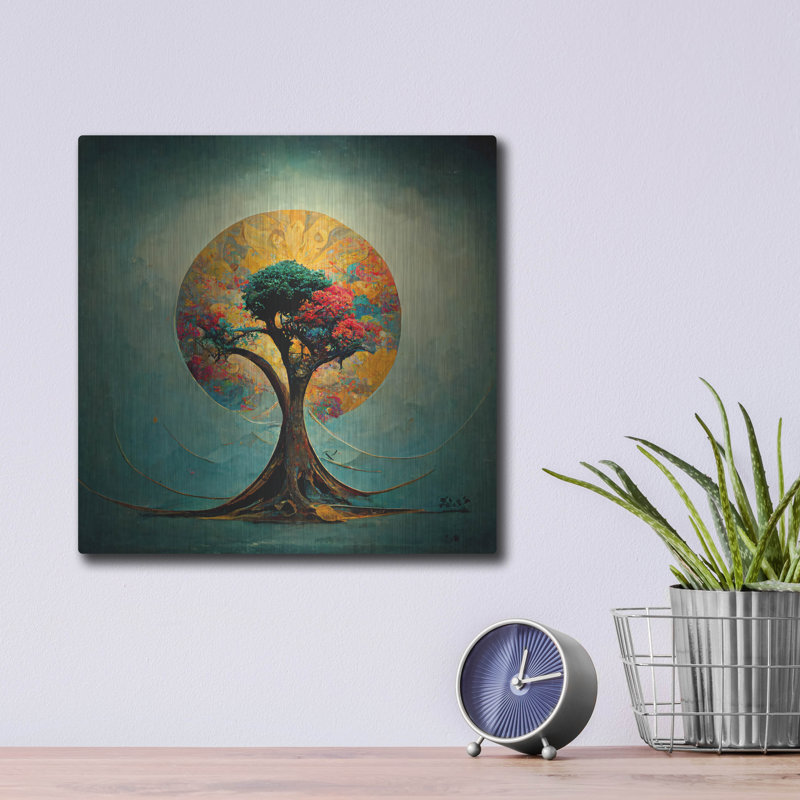 «Arbre de vie 21» par Ray Heere, art mural en métal, H 12 po x l 12 po