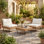 Ensemble de canapé de patio 3 pièces en osier de qualité supérieure avec table basse