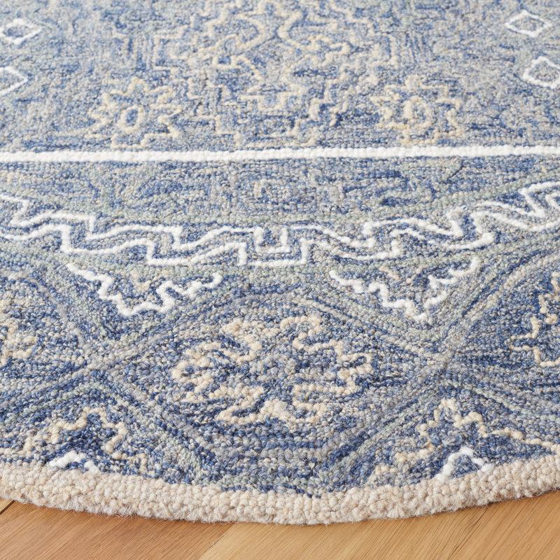 Deyoung Hand Tufted Wool Geometric Rug, Round 6'