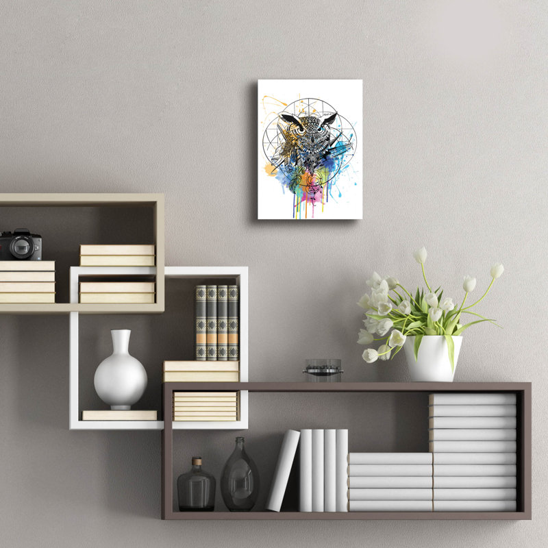 Loon Peak® «Owl» par Karin Roberts, art mural en verre acrylique, ACR-40944, H 16 po x l 12 po x P 0,13 po