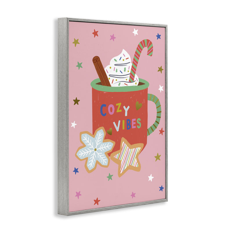 Cozy Vibes Winter Cocoa, art de la giclée encadrée, design par Lisa Barlow, H 30 po x l 20 po, Estampe numérique Farmhouse