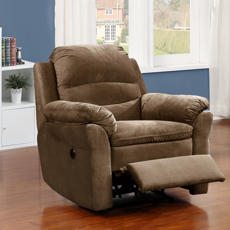 Fauteuil inclinable standard avec fonction de massage de 38 po de largeur Leroux, Polyester brun