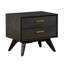 Table de chevet 2 tiroirs Mid-Century brun, nombreuses options de rangement, solide, 24 po de profondeur, structure pour support, 17 po de largeur, corps