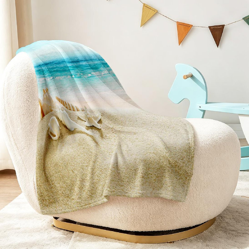 Jeté en molleton transparent ultra doux, imprimé coquille de sable coquille de plage, Throw 30" x 40"