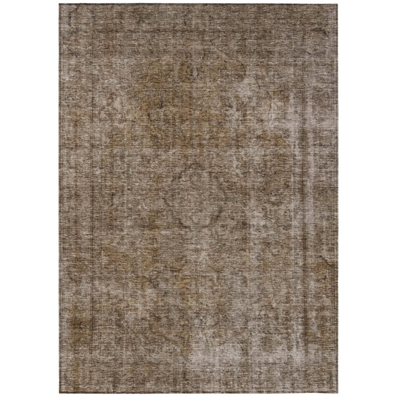 Emberith Brown Washable Indoor-Outdoor Rug - , 10' x 14'