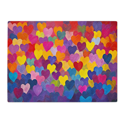 Love Heart Colour Field  Glass Chopping Board