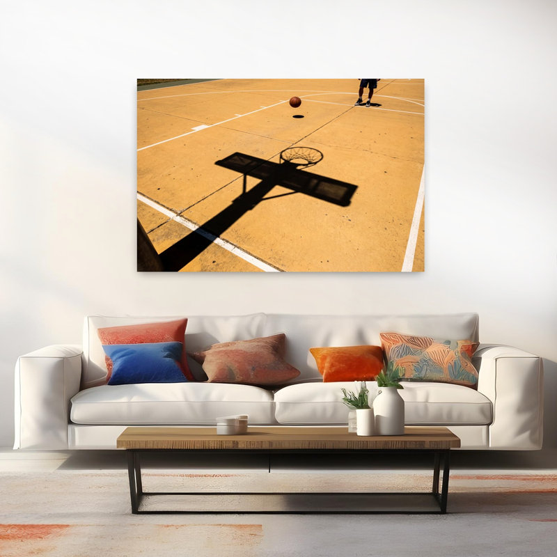 «Sunny Court», art abstrait urbain contemporain, H 40 po x l 60 po