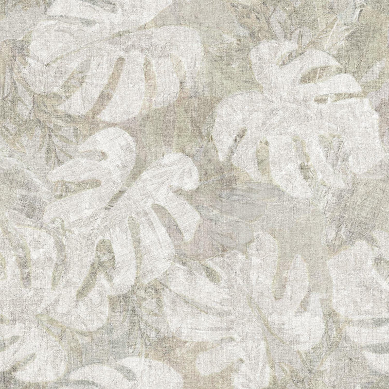 Papiers peints et adhésifs Jungle Leaf, Blanc / taupe