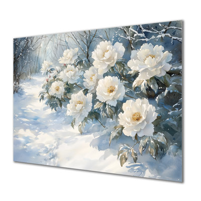 Pivoines le long du sentier glacial I - pivoines, décoration murale en métal
