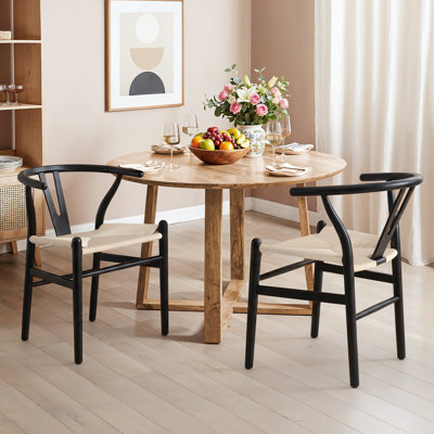 Wagner Woven Solid Wood Dining Chairs