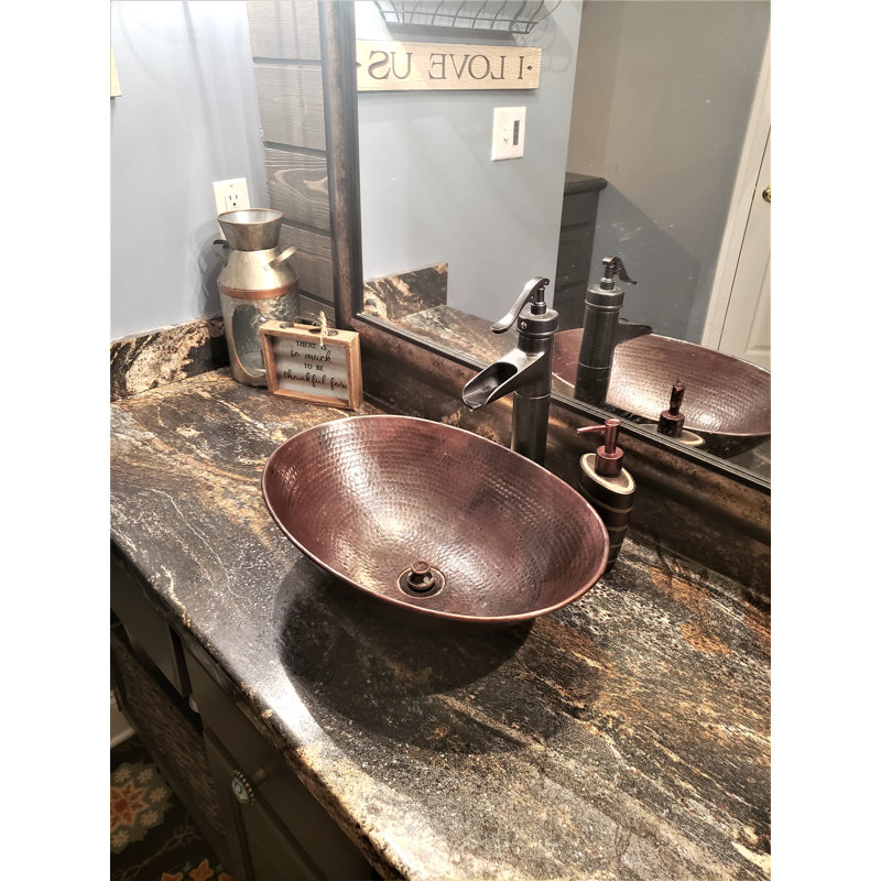 Rustic 17" Oval Copper Vessel Bathroom Sink