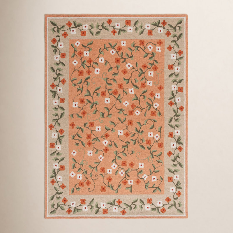 Tapis floral en laine touffeté à la main Athalia Martha Stewart, Rectangulaire 3 pi x 5 pi