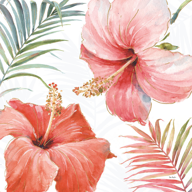 «Tropical Blush III» par Lisa Audit, reproduction d'art sur toile tendue, H 12 po x l 12 po