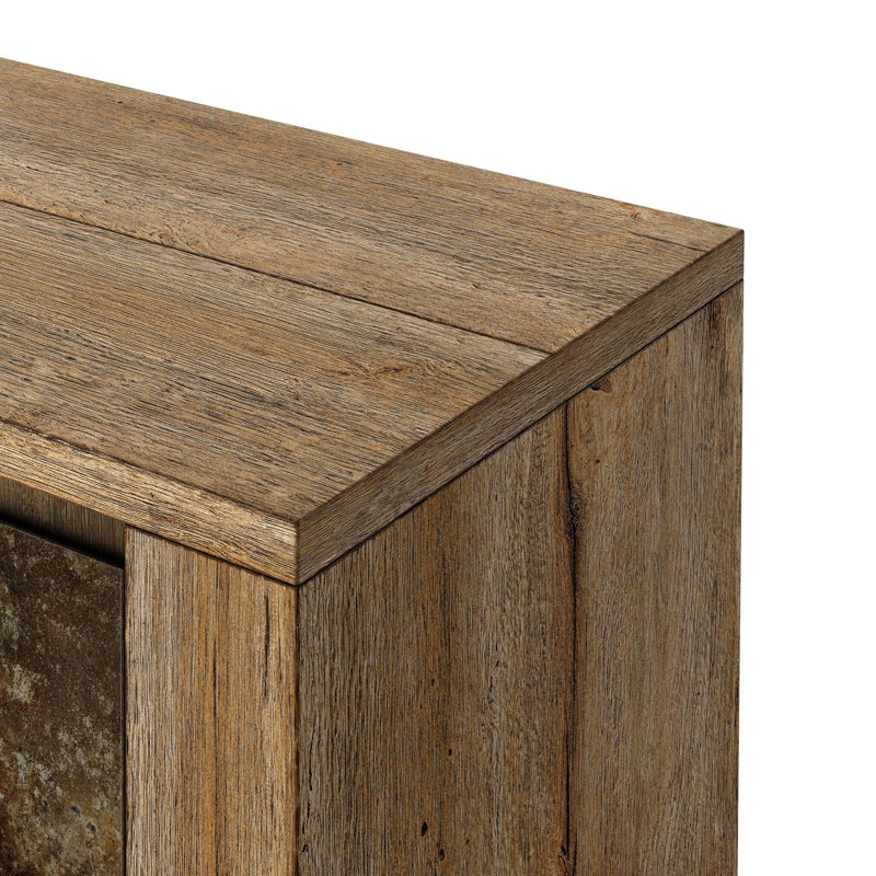REDONDO Media Console, Burnt Bleached Oak Resawn