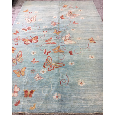 Sky Blue Butterfly Design 6'6" x 9'7"