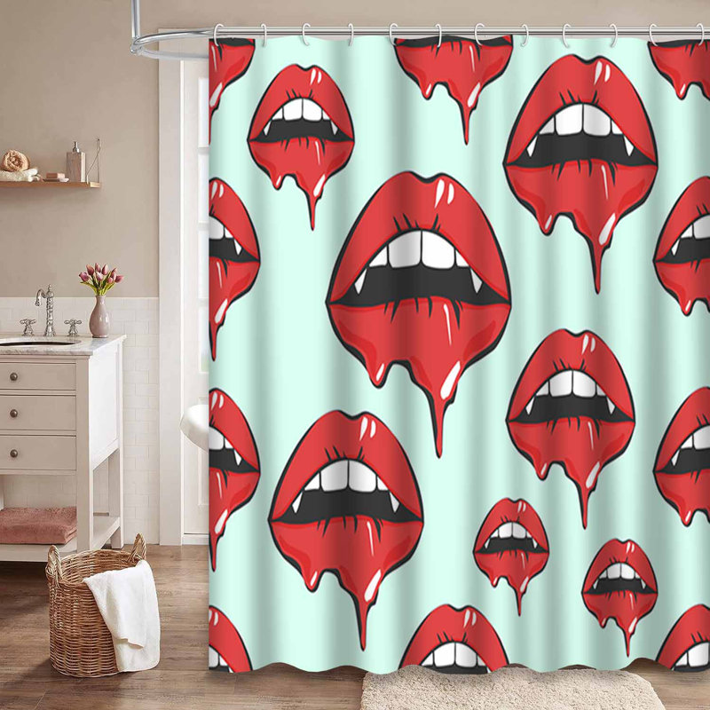 Rideau de douche Vampire Lips Pop Art Halloween, L 72 po x l 78 po