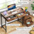 51-Inch Reversible Computer Desk With 5 Drawers And File Cabinet, Rustic Home Office Desk With Printer Stand, Industrial Writing Table For Small Spaces-2052538461