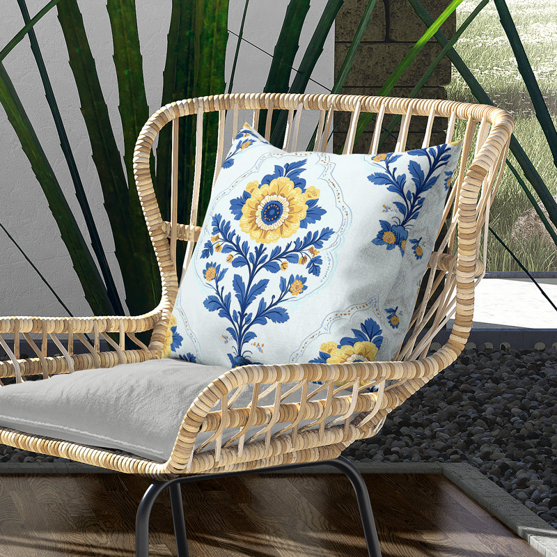 Himalayan Harmony Indoor/Outdoor 16x16, Square 16", Blue/Yellow