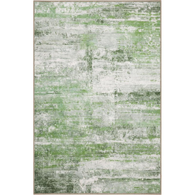 Abstract 4x6 Area Rug for Living Room Dining Room Entryway Sage Green