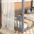 Full Size Canopy Frame Floor Bed With Fence, Guardrails-1001568347-1001568345