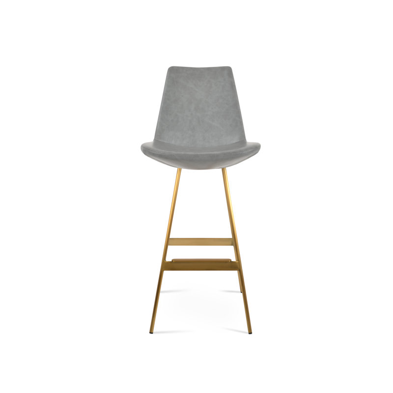 Eiffel Balat Stool, Brass, Light Gray